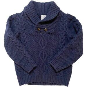 Janie and Jack Navy Shawl Neck Knit Sweater with Buttons Size‎ 18-24M
